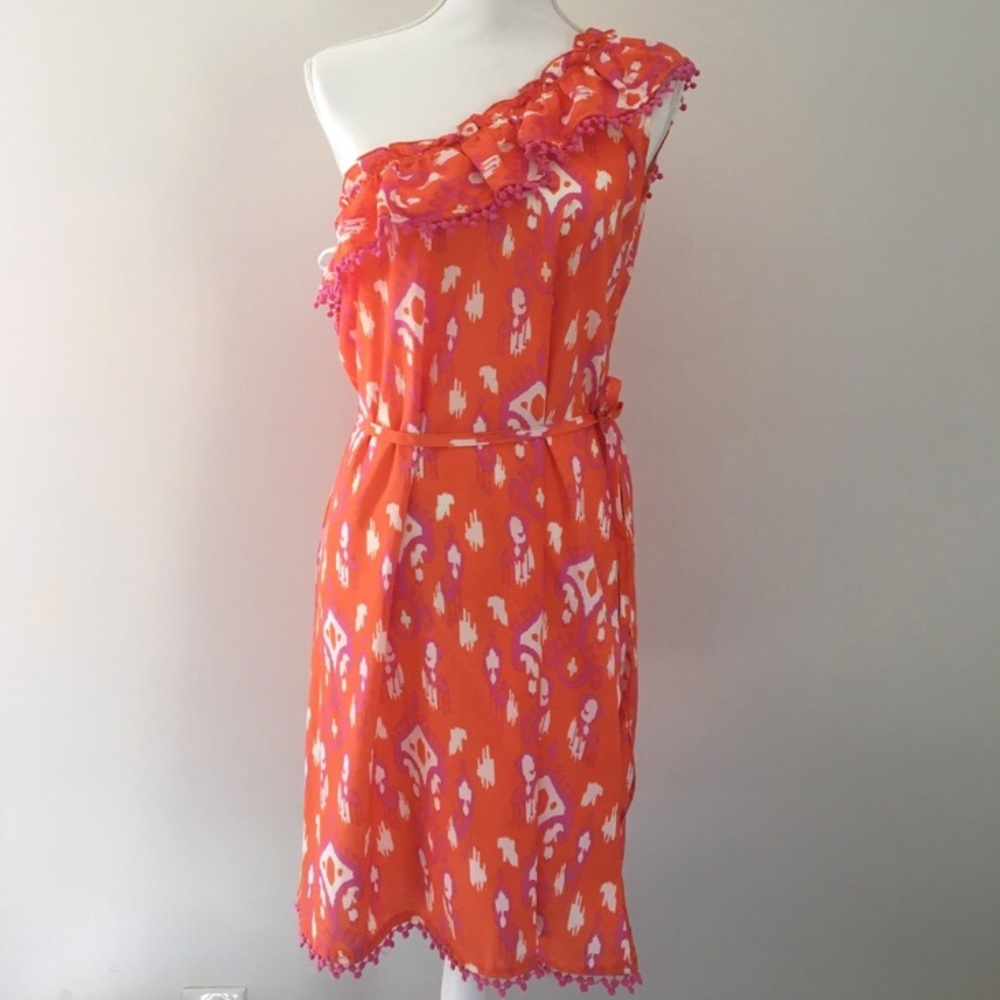 One-shoulder Pom Pom Ikat dress by Mud Pie M/L/XL